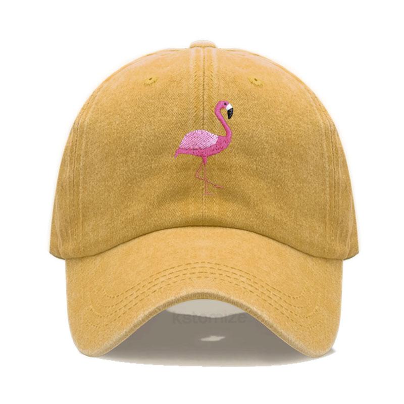 Animal Embroidery Flamingo Baseball Caps For Men Women Retro Soft Washed Cotton Dad Hat Snapback Cap Dropshipping