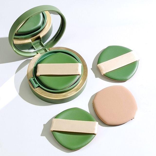 

jademonra - Set of 2: Powder Puff With Case - Set Of 2 - Green