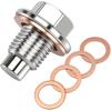 M12*1.25 Stainless Steel Magnetic Oil Drain Plug (with Extra 4 Copper Gaskets), Oil Pan Drain Nut Bolt, Anti Leakage Seal Compatible with Most Cars,