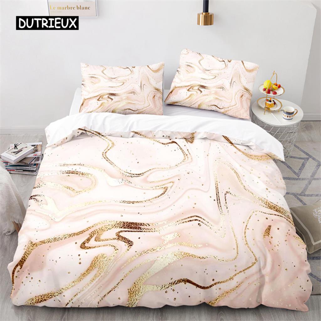 Colorful Marble Printed Pattern Bedspread Cover Package Microfiber Geometric Art Abstract Bed Cover Package King Dimension Queen Size For Girls Kids