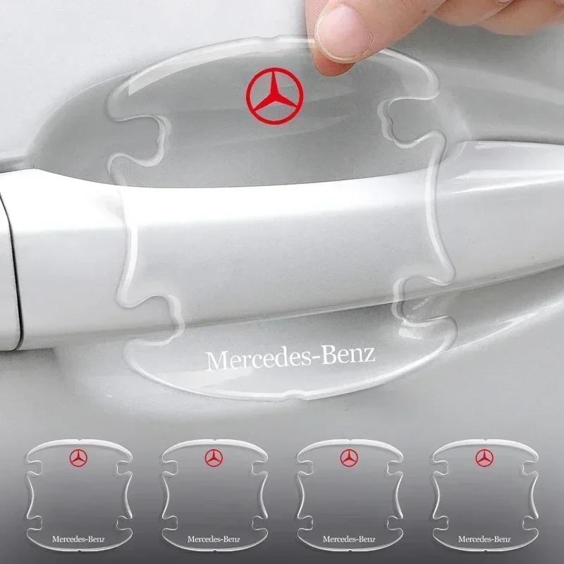 CSC1 4pcs Transparent Car Door Bowl Handle Protective Film Trim Anti-Scratch Stickers for Mercedes Benz W211 W204 W210 W203 CLA GLA