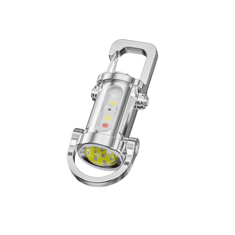 1 PCS USB Rechargeable Keychain Flashlights Multifunction COB Work Light Emergency Keychain Light for Walking Searching Hiking