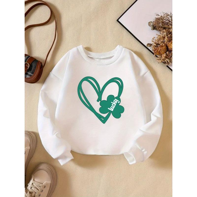 Kids Sweatshirt Creative Letter Pattern Sweatshirt Celebrating St. Patrick'S Day, Stylish And Casual, Perfect for Everyday Parties, Vacations