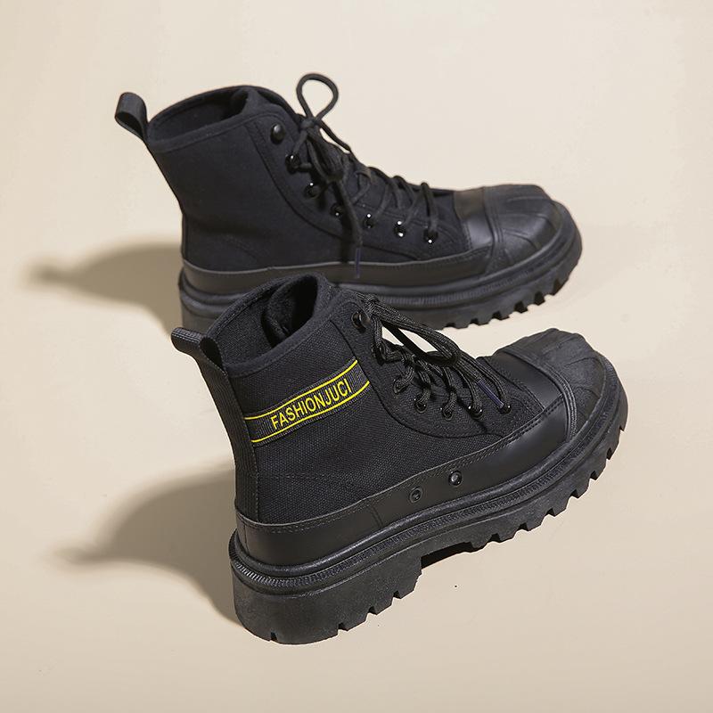 Shell Head Denim Canvas Motorradstiefel Damen Sommer Dicke Sohle Kurzer Schaft Mesh Rot Arbeitsanzug Lokomotive Kurze Stiefel