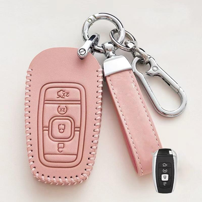For Lincoln Continental MKC MKZ MKX Navigator Z Nautilus Aviator Corsair 2017 2018 2019 2022 Leather Car Key Cover Keychain