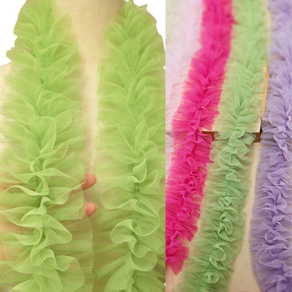9cm Wide Double-Layer Mesh Thick Woolen Strips Ruffle Lace Fabric Ruffle Trim Colorful Pleated Skirt Fabric Lolita Fashion