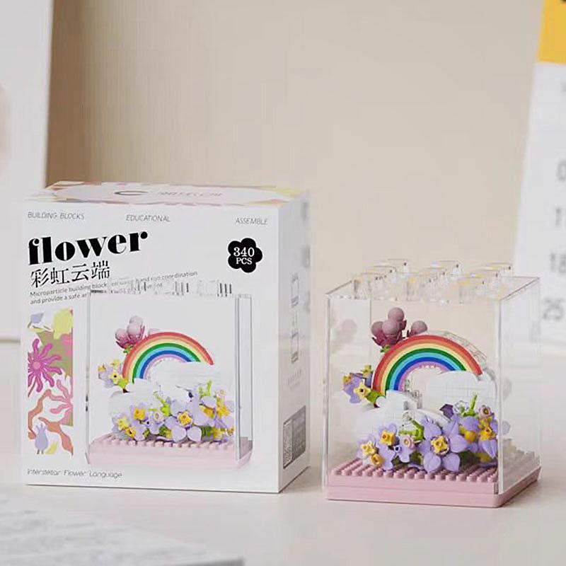 

Qimeng Fun Микрогранулы Роза Вечный цветок Конструктор Украшение Сборочный комплект Подарок для девочек 7323-26 With box