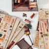 Pixie Curio Book Nook Kit 3D Wooden Puzzle Cherry Blossom Tea House Dollhouse Kit Miniature Style Cherry Blossom with Lucky Cat Figurine and LED Light