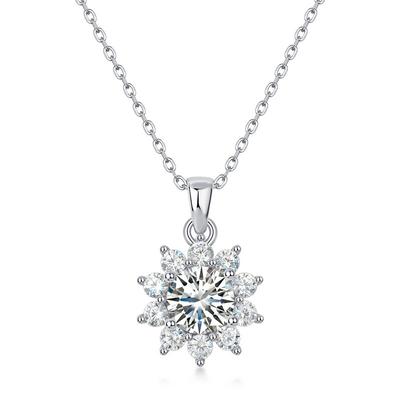 Collier avec pendentif en forme de tournesol brillant en argent S925 et moissanite, chaîne de clavicule pour femme, flocon de neige, super flash, luxe