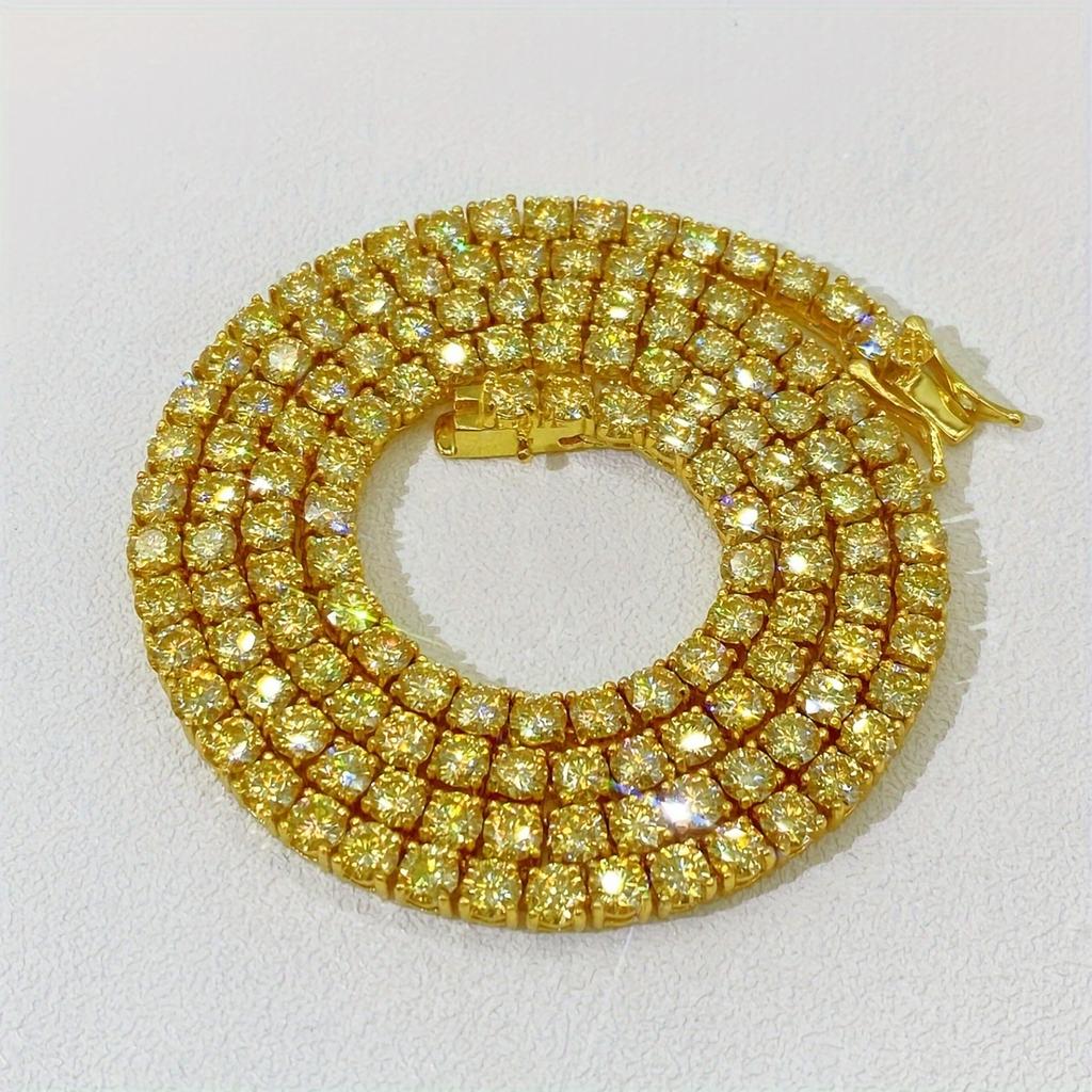 4mm Tennis Chain Purple Pink Yellow Chain Micro-set Zircon Single Row Chain Hip Hop Necklace Women Exquisite Gifts