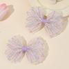 2Pcs Macaron Colors Bow Hair Clips Sweet Chiffon Mesh Hairpin Colorful Stripes Barrette For Girls Kids Headwear Hair Accessories