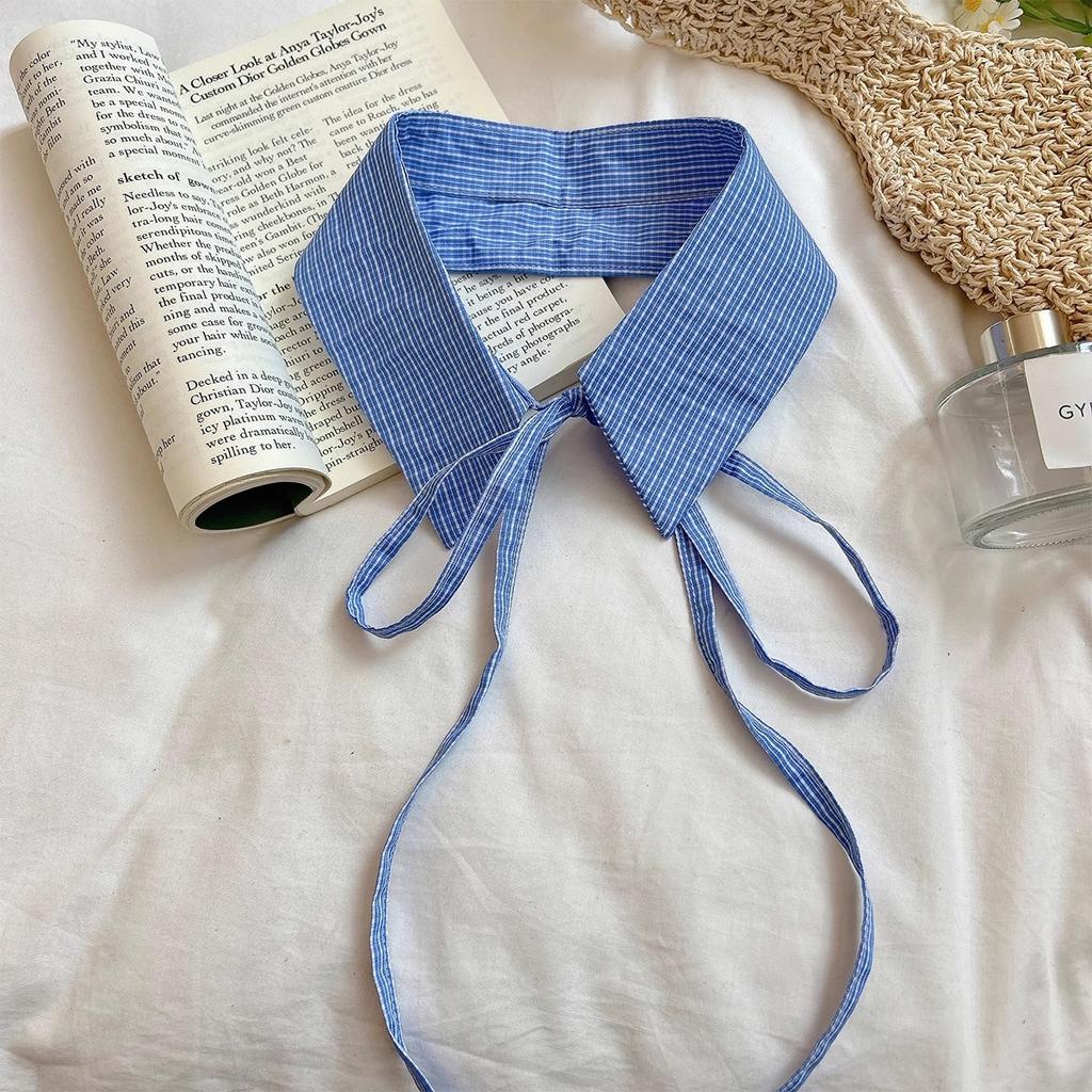 Plaid Fake Collar Women Detachable Collars For Women False Collar Lolita Lapel Tie Shawl Wrap Decoration