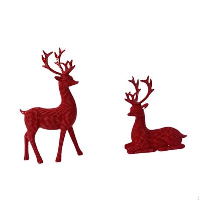 1 Pereche Figurine Ren Căprioară Rășină Sculptură Decorativă Decor Raft pentru Birou Desktop,