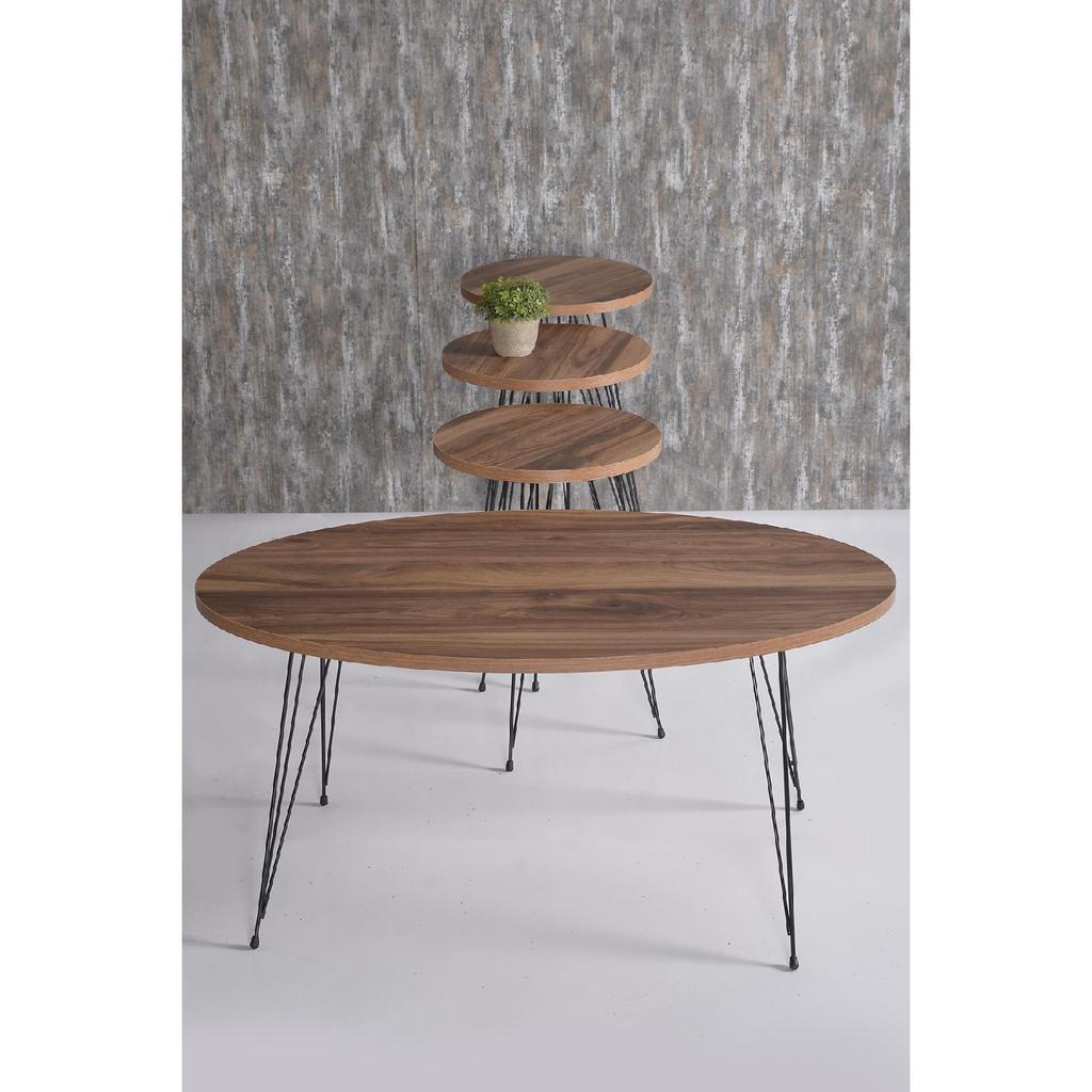 Center Table And Nesting Table Walnut Set Wire Leg Ellipse