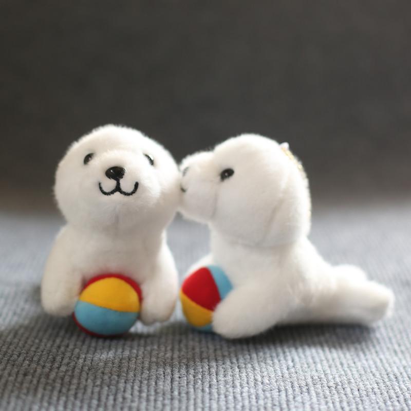 Cute Seal Plush Keychain Fluffy Toy Ultra-soft Stuffed Animal Bag Accessory
