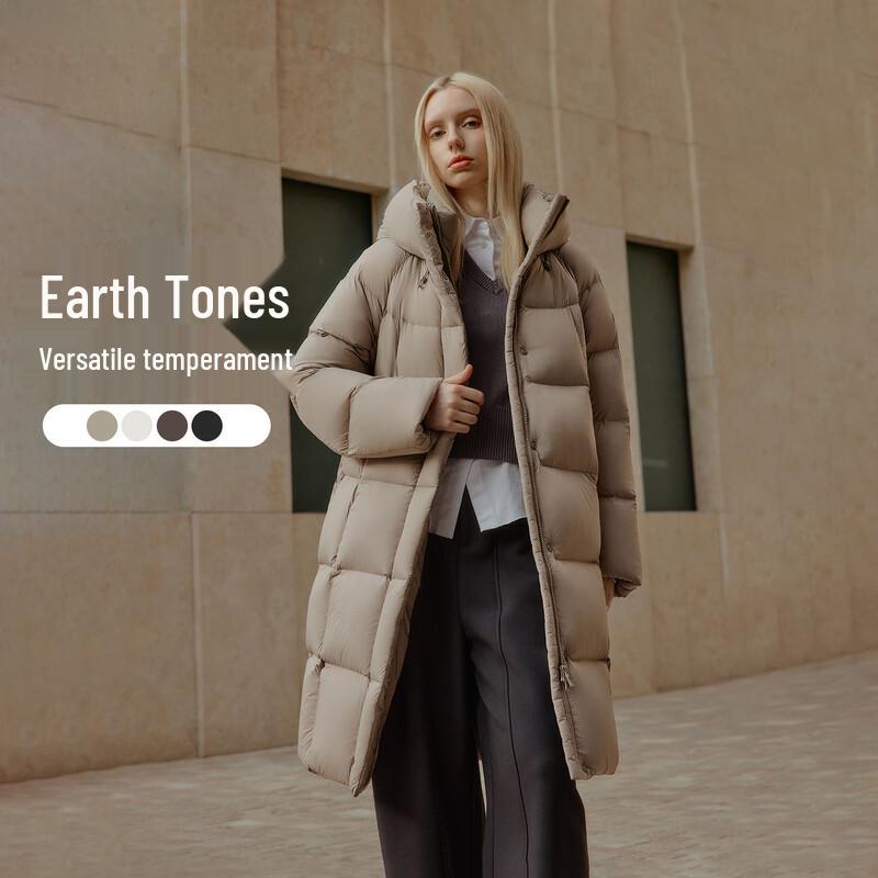 Tanboer Women's Hooded Mid-Length Puffer Down Jacket