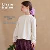 Little Naive Girls' Soft French Style High-Neck Puff-Sleeve T-shirt