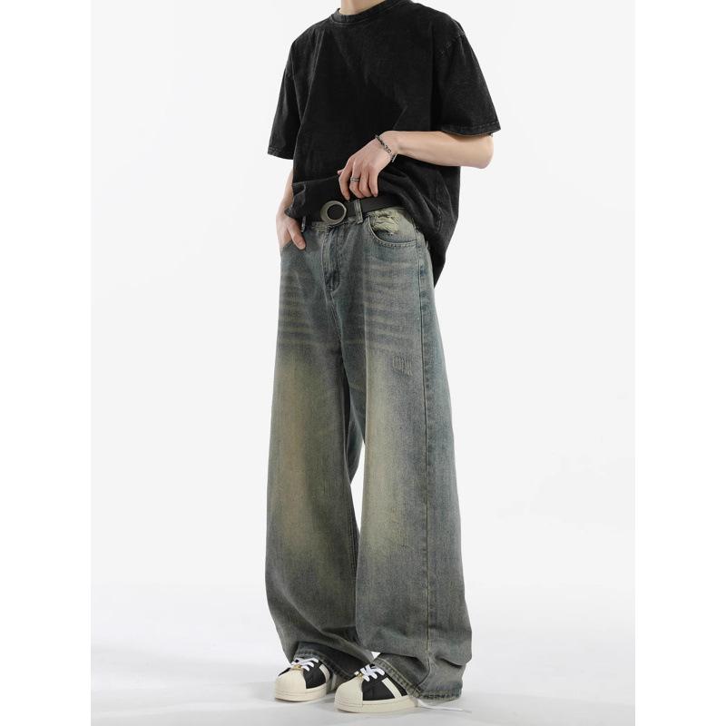 JYL Men s Straight Jeans European Cross-Border Vintage Spring Loose Denim S