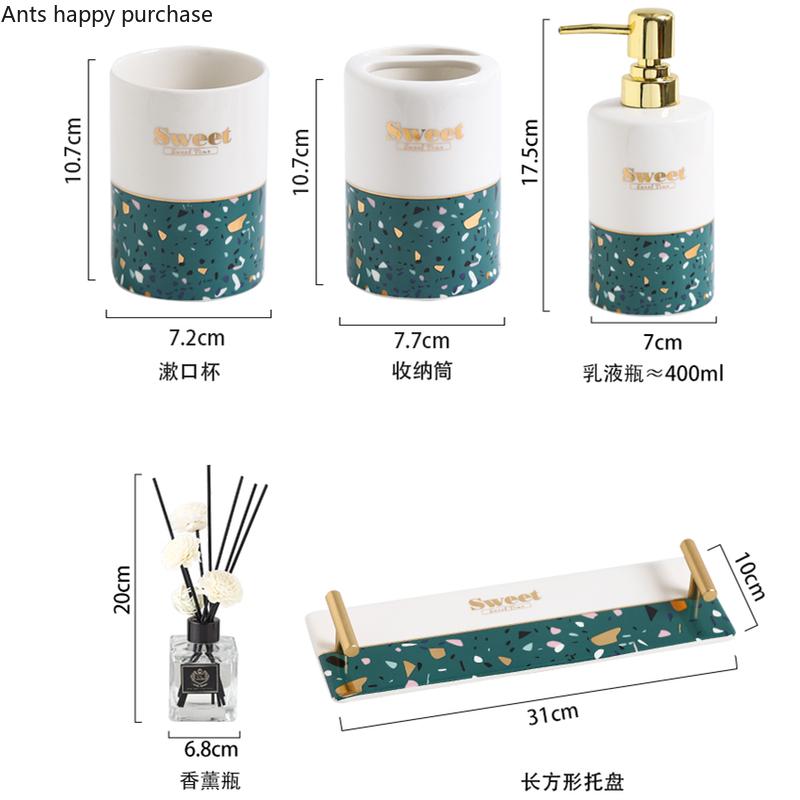 Mouth Cup Set Ceramic Bathroom Supplies Bathroom 4-piece Set Wash Cup Lotion Bottle Aromatherapy Bottle with Home Toiletries