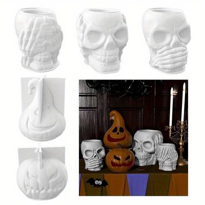 Diy Crystal Drop Glue Potted Gypsum Skull Silicone Mold Pumpkin Decoration Mold