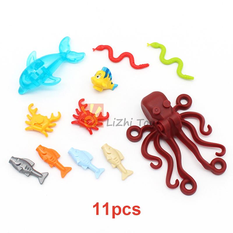 MOC Animal Figure Brick Building Blocks Pet Zoo Dog Penguin Cat Clown Fish Bird Bear Bat Squirrel Owl DIY Model Toys Girls Kids