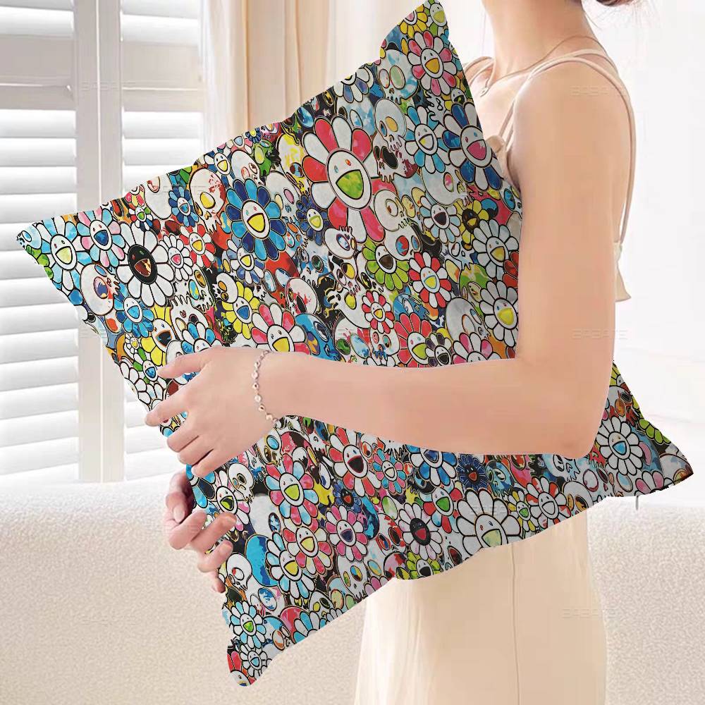 Flower T-Takashi Art M-Murakami Cushion Cover Car Throw Pillow Case For Sofa Car Christmas Gift 40x40cm 45x45cm