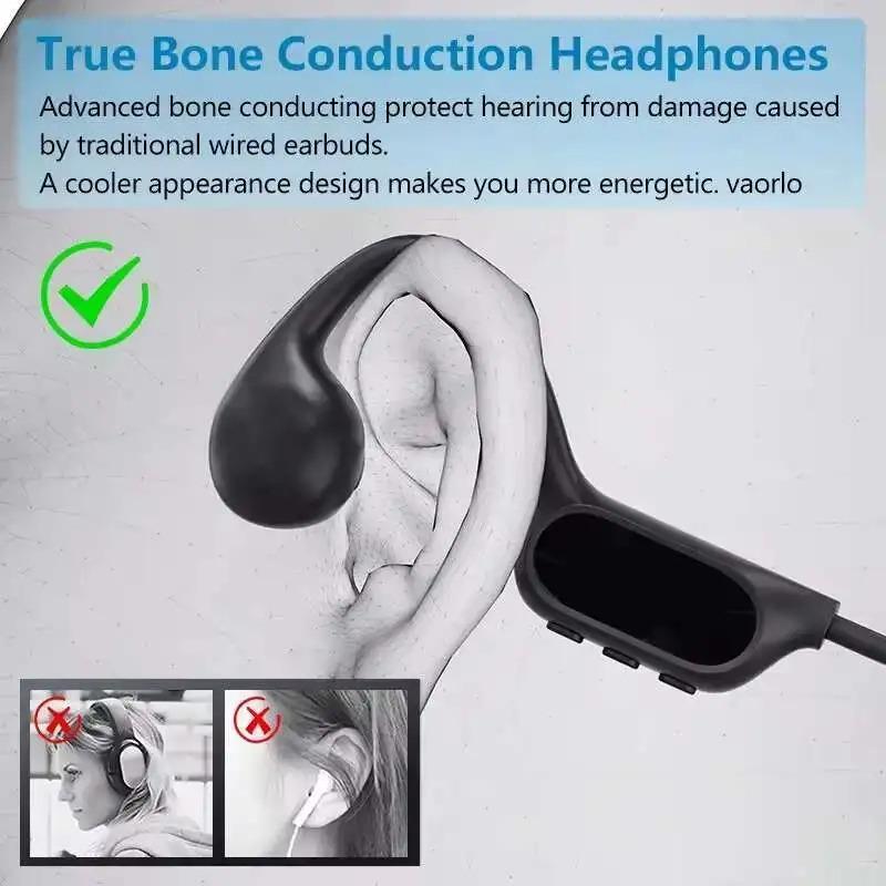 Ture Bone Conduction Headphones Bluetooth 6.0 Earphones Waterproof Wireless Sport Headsets with Mic for Workout Running