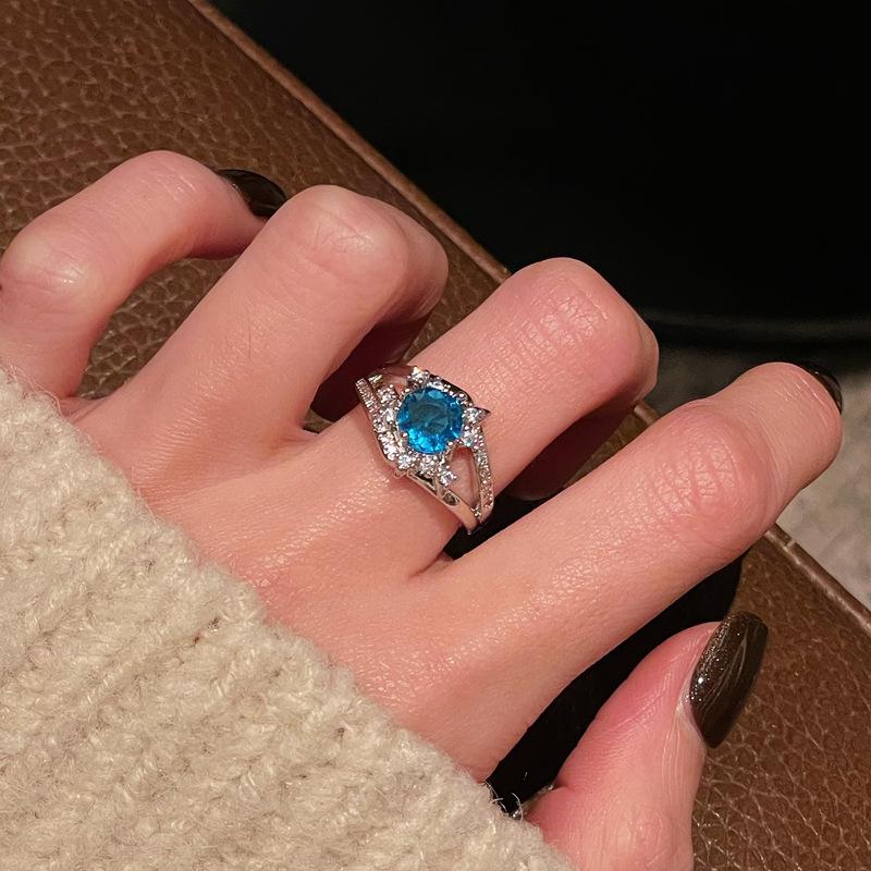 Light Luxury High-End Love Color Treasure Series Zir*****Pen Ring Niche Full Of Diamonds Personality Exquisite Elegant Ring Woman