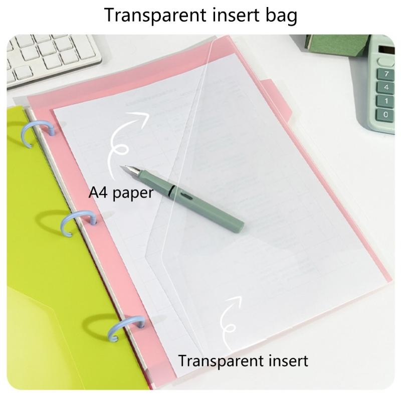 5 Pcs 3 Holes File Folders Document Bag Document Organizers Plastic Dividers Index Page Folders School Office Supplies