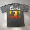 Coors Banquet Beer Cowboy Sunset Graphic T- Shirt Mens Small Washed Black Cotton