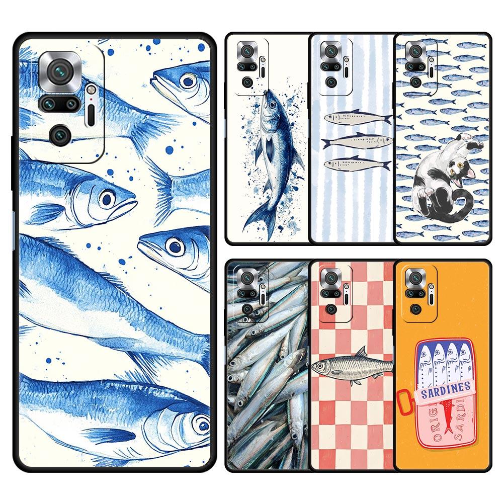 Phone Case For Xiaomi Redmi Note 14 13 12 Pro Plus 5G 9S 9 10 11 4G 14C 13C 12C 10C 9C 9A Soft Cover Sardines Aquatic Product
