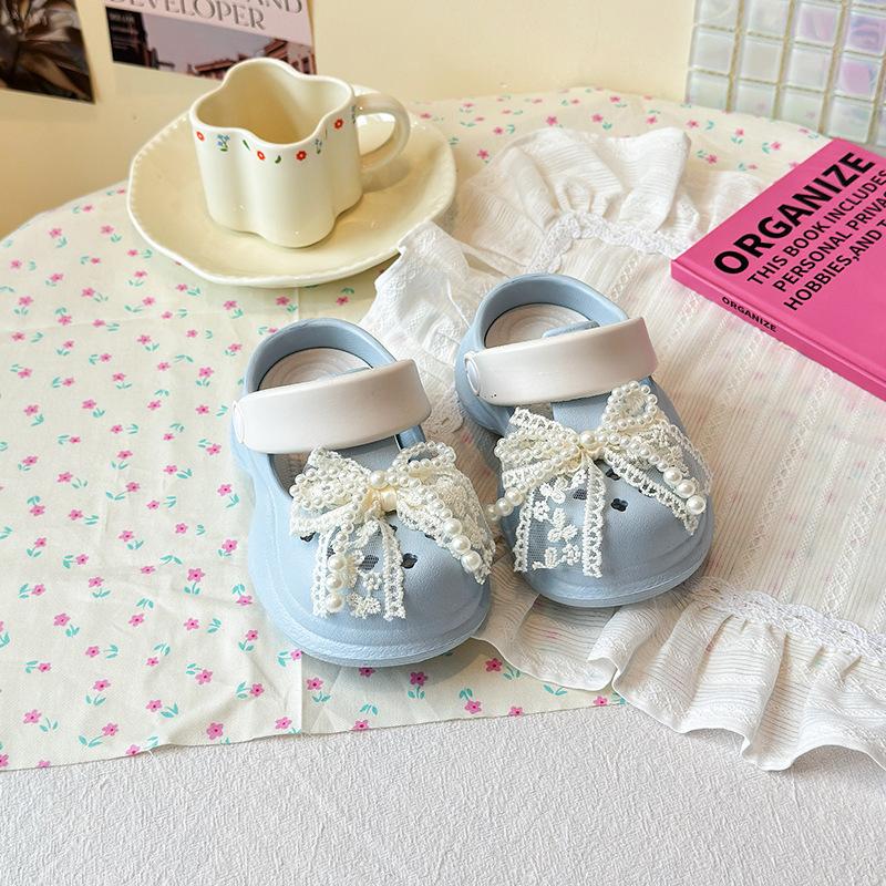 

Children s Outdoor Clog Sandals with Bowknot, New Summer Style for Girls, Beach Shoes, Fashionable Soft Sole for Older Kids 36-37 синій