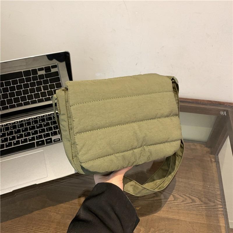 Embroidery Thread New Solid Color Small Fresh Shoulder Bag Gentle Lazy Wind Simple Age Reduction Messenger Small Square Bag