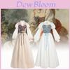 Elegantes Renaissance-Kleid für Damen mit mittelalterlichem Piratenstil und Feendesign aus weichem Polyesterstoff, erhältlich in Creme und Weiß