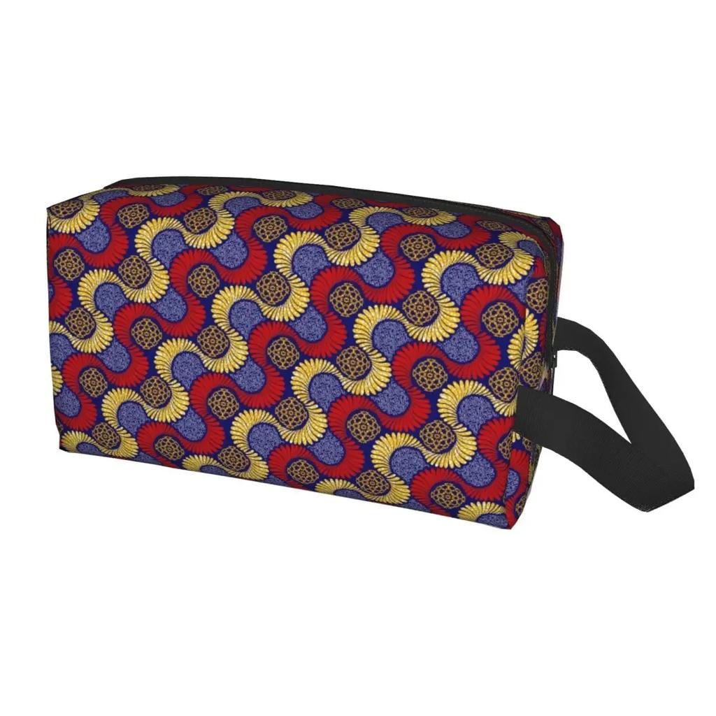 Custom Traditional African Ethnic Tribal Ankara Geometric Cosmetic Bag Large Capacity Makeup Case Beauty Storage Toiletry Bags