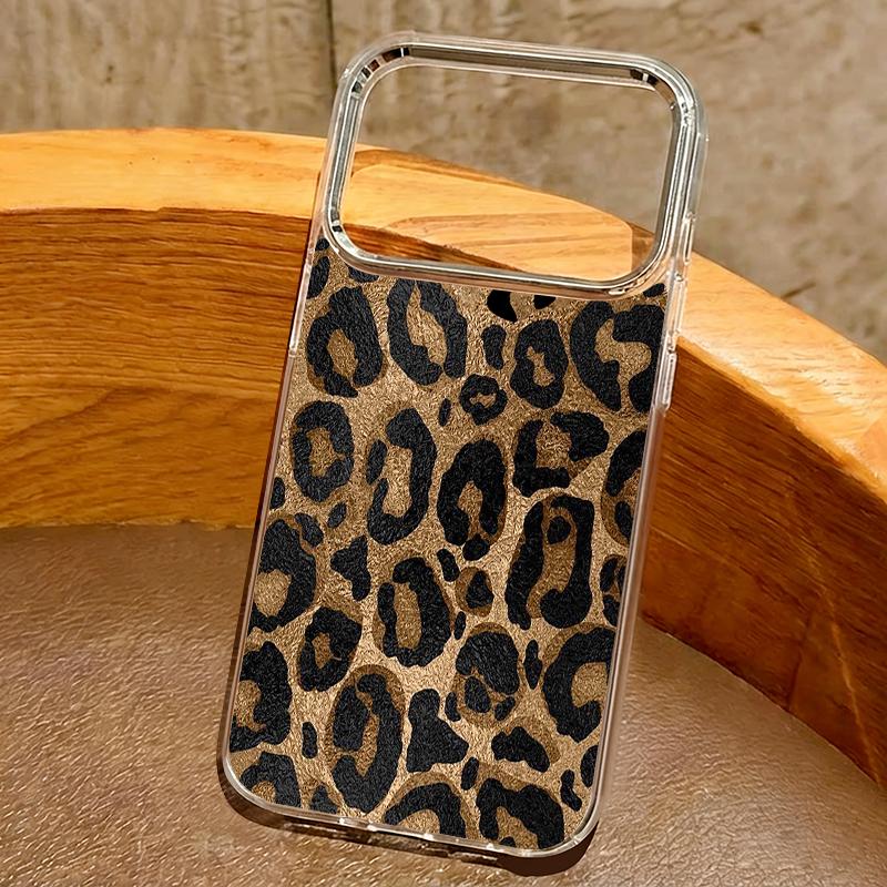 Leopard Print Phone Case For iPhone 17 Pro Max Plating Lens Frame Clear Soft Cover For iPhone 16 15 14 13 Pro Max 11 16E 17E