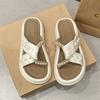 Cool Slippers Women's 2025 Summer New with Skirt Beaded Thick Bottom Cross Beach One Word Fashion Slippers