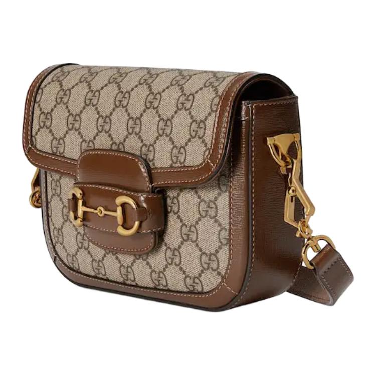 Gucci Fibbia d'Oro 1955 Vintage con Morsetto e Fibbia Morsetto Cinturino Intrecciato con Logo Invecchiato