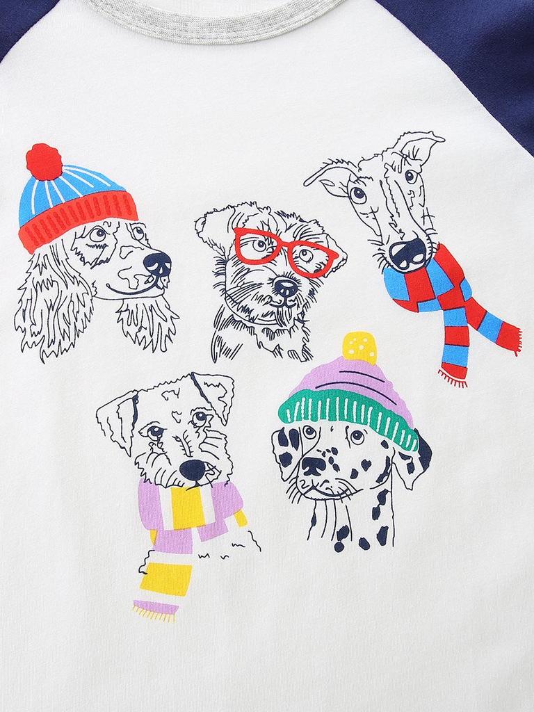 Autumn Color Block Cartoon Print Boys' Long-Sleeve T-Shirt Sweatshirt