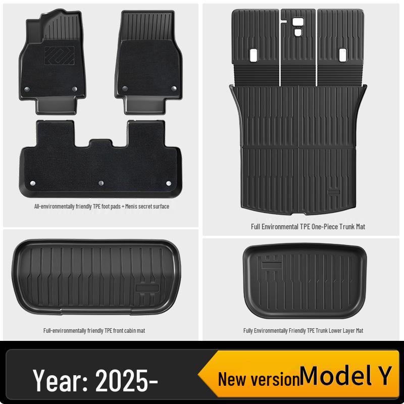 Passt für Tesla Model Y (25-Modell) Rechts- und Linkslenker: Vollständig umschlossene TPE-Fußmatten
