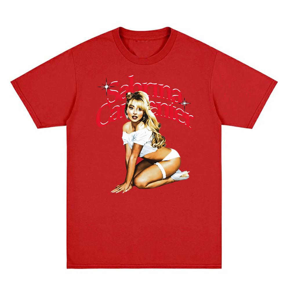 

Сабрина Карпентер 2025 новая Футболка Высококачественная футболка Рукав Женская/мужская 100% хлопок Готическая футболка Круглый вырез Летние футболки S