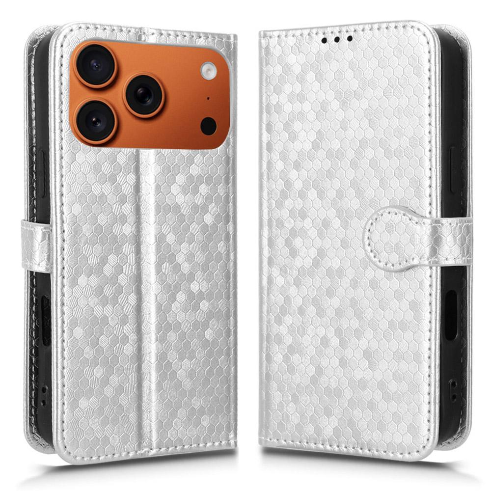 

For iPhone 17 Pro Max Wallet Case Dot Pattern Imprint PU Leather Phone Cover with Wrist Strap