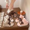 Cartoon bear bow snow boots women's winter fashion cute plush cotton shoes thermal sleeve short boots fluffy shoes