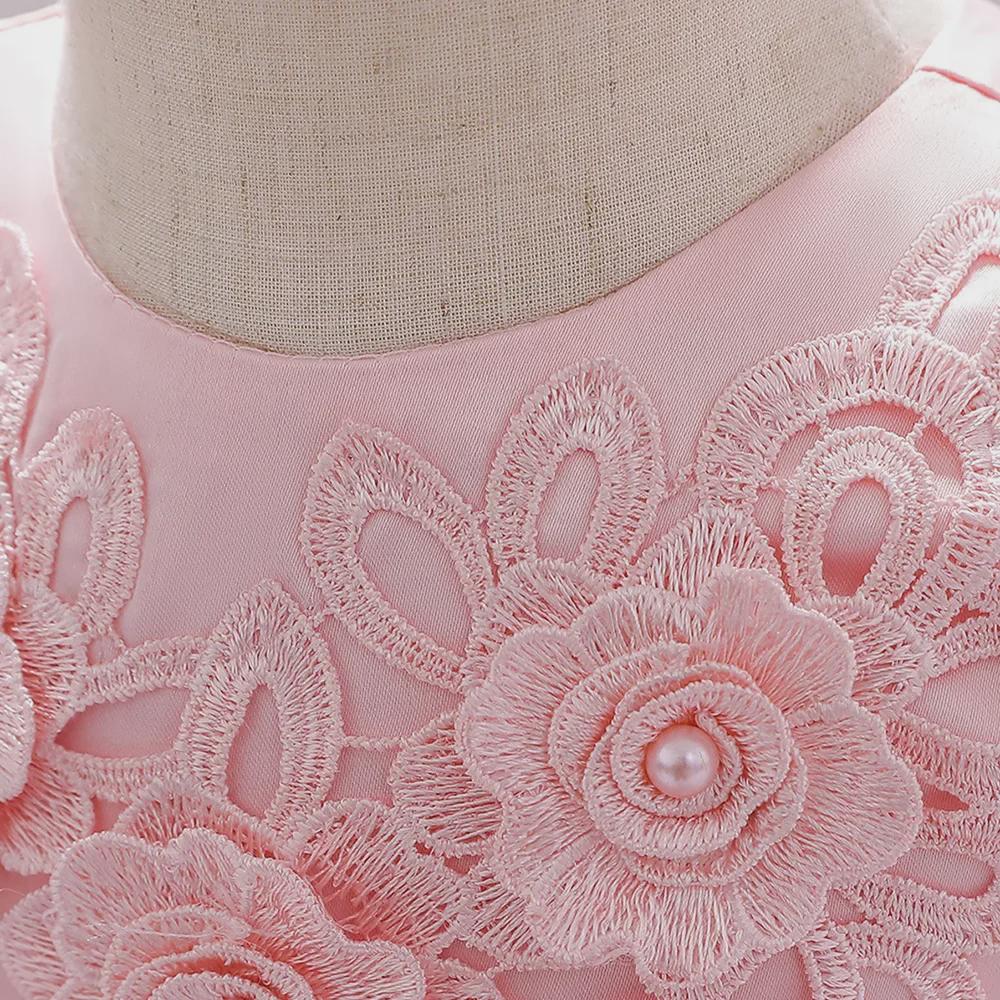 Ručně vyráběné princeznovské šaty z korálků - tylová sukně s vyšívanou mašlí pro roční dívky