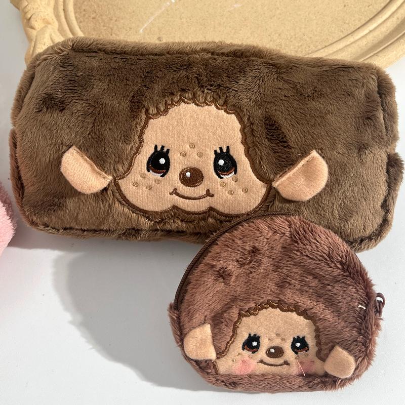 Monchhichi Round Small Hanging Bag With Zipper Cute Wallet Storage Mini Monchhichi Backpack Charm Cute Plush Monchichi Gifts