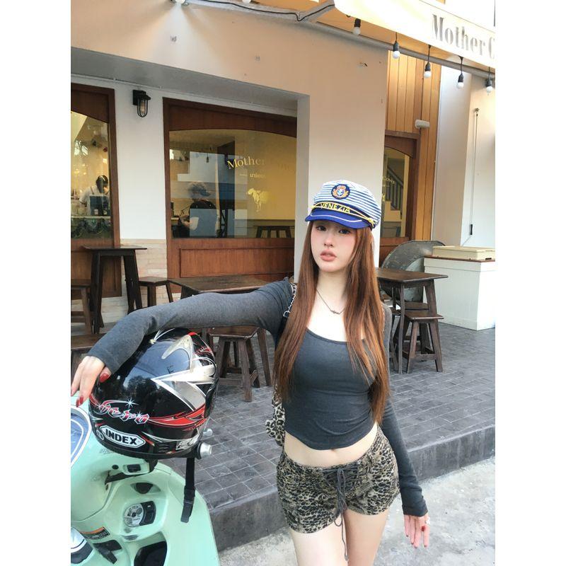 Kumikumi Sweet Gyaru Style Temperament Solid off-the-Shoulder Long sleeves Shirt Women Autumn Slim fit Slimming Bottoming Shirt Top