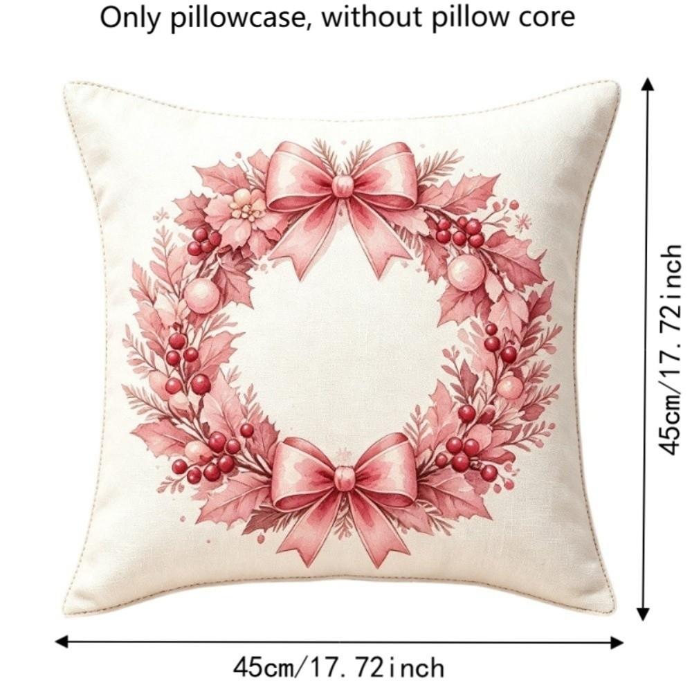 Soft Christmas Pillow Cover Pink Watercolor Style Santa Pillow Cover  Party Decoration