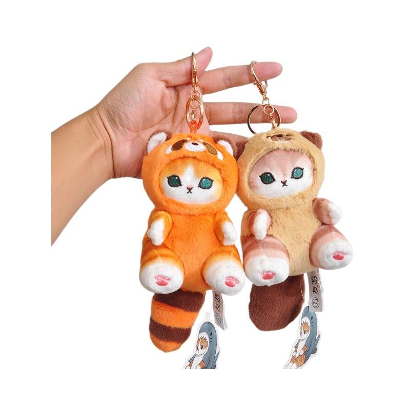 Mofusand New Cross Dressing Raccoon Shark Panda Bag Pendant Plush Keychain Toy Cute Doll