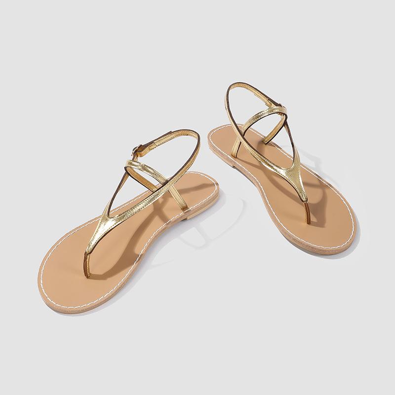Fashion Summer Gold Band Sandals Woman Clip Toe Flipflops Designer Rear Strap Shoes Ladies Gladiator Sandales Flat Thong Sandalias Mujer