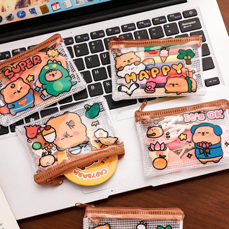 Portofel Mini Zero Capibara Desen Animat Pentru Femei Ușor La Modă Portabil Ruj Căști Geantă de Depozitare Portofel Drăguț pentru Monede